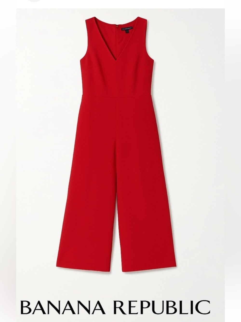 Banana Republic Bold Red V-Neck Wide-Leg cropped Jumpsuit